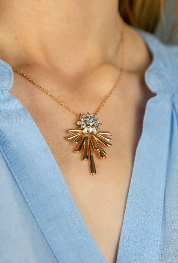 Elegant Gold Sunburst Pendant