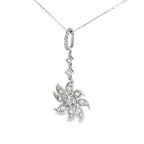 Floral Diamond Pendant Necklace - Image 3