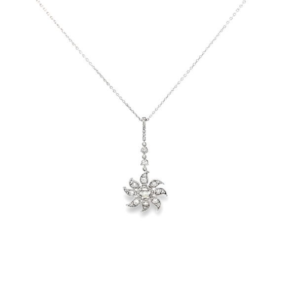 Floral Diamond Pendant Necklace